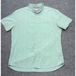7 Diamonds Mens XL Mint Green Geometric Dot Short Sleeve Button Down Shirt